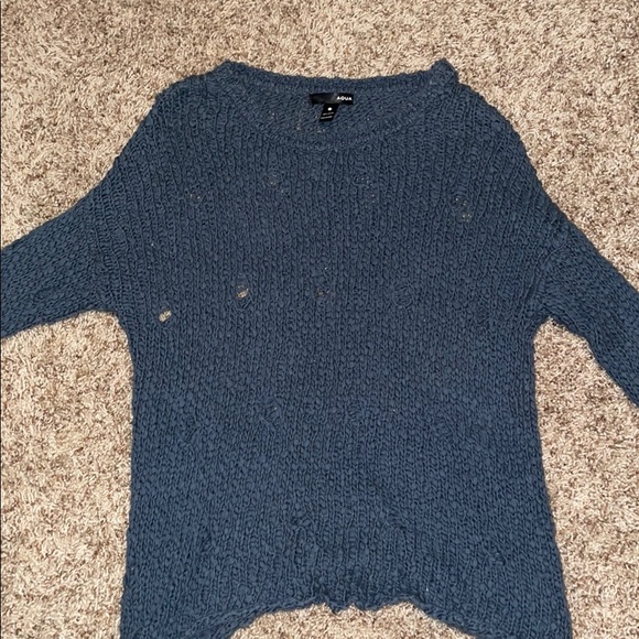 Distressed Aqua sweater - Picture 2 of 3